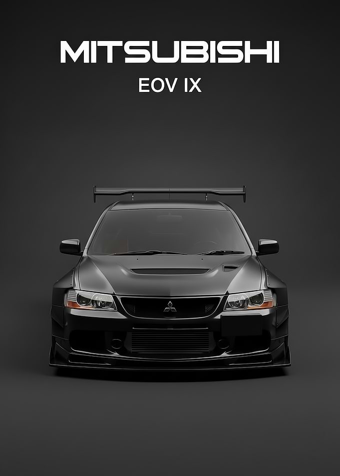 black Mitsubishi Lancer Evolution IX poster
