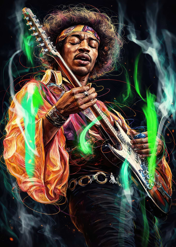 Jimi Hendrix Playing Guitar