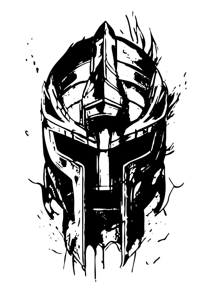 Black and White Gladiator Helmet