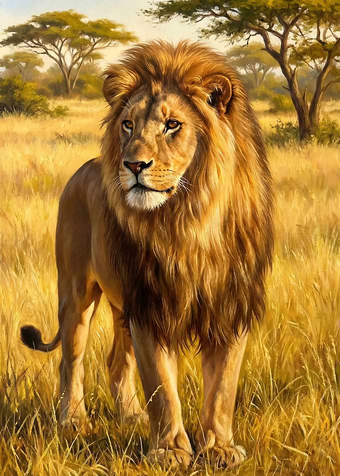Majestic Lion in African Savannah