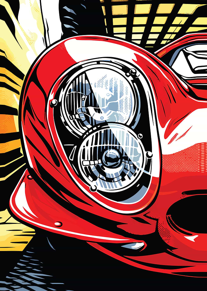 Red Sports Car Headlight Detail