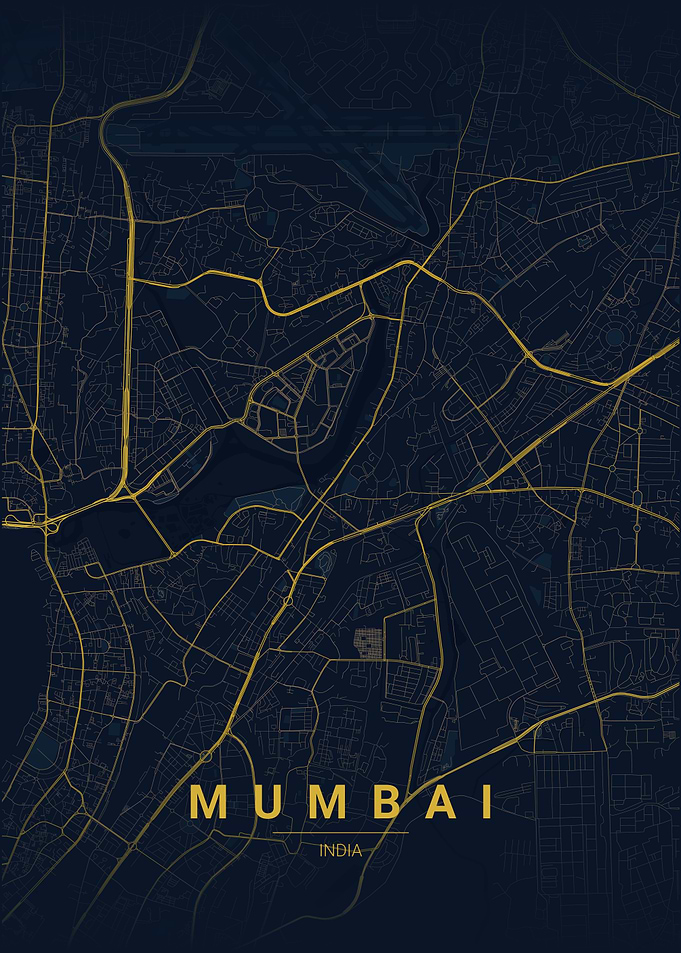 Mumbai India Map Art
