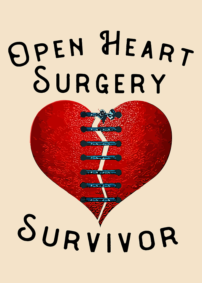 Open Heart Surgery Survivor Poster, Stitched Heart Recovery Wall Art Print