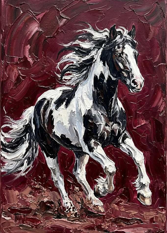Galloping Paint Horse Painting