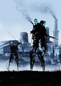 Steampunk Mechs in Industrial City