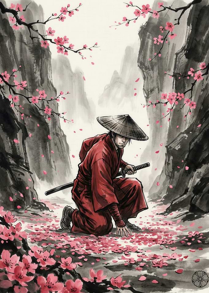 Samurai in Cherry Blossoms
