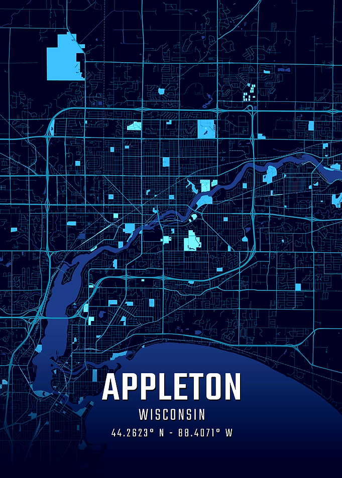 Appleton Wisconsin Midnight City Map