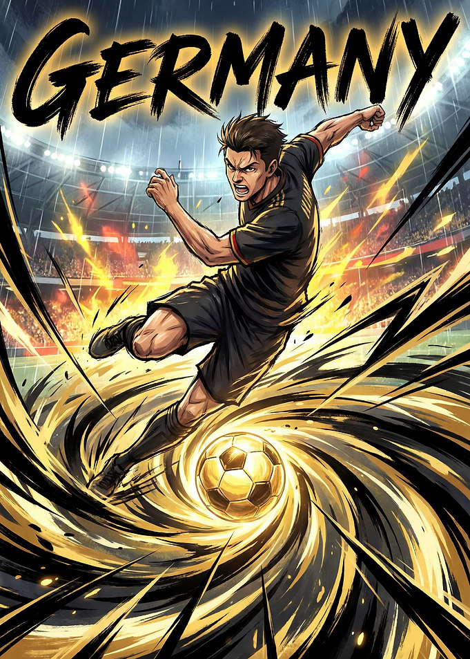 German Soccer Player Kicking Ball