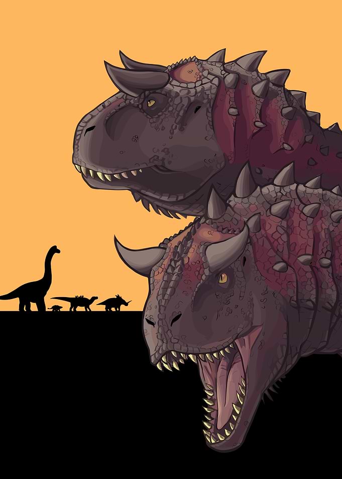 Carnotaurus Dinosaurs and Silhouettes