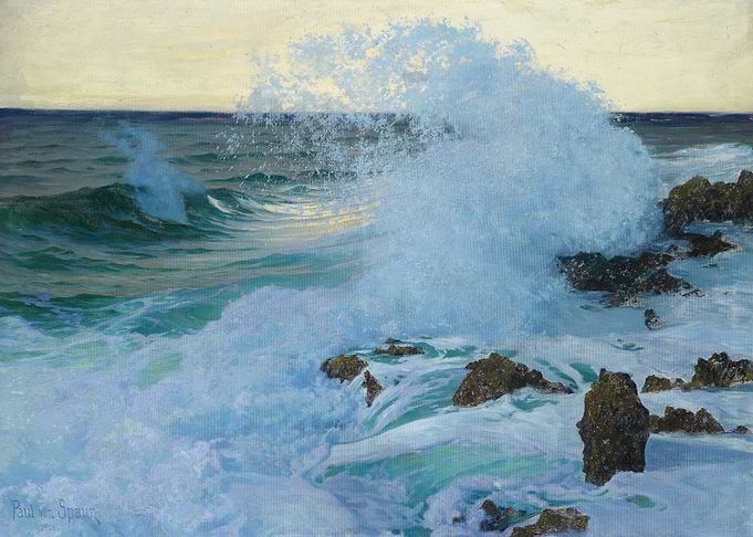 Crashing Waves on Rocky Shore