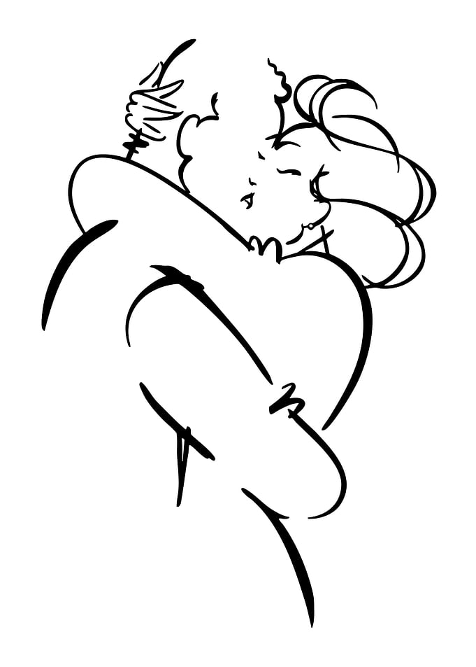 Couple Embracing in Black and White