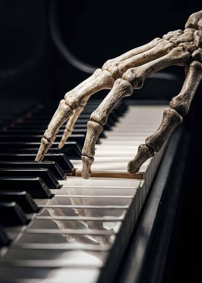 Skeleton Hand Playing Piano