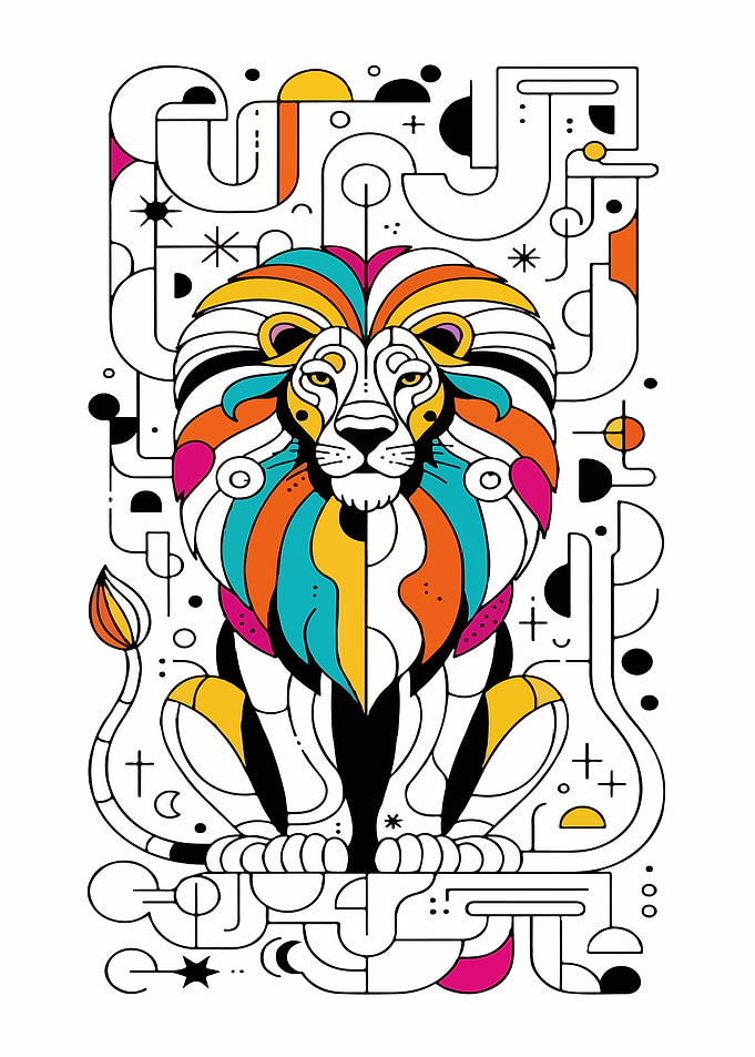 Stylized Lion Retro Popart