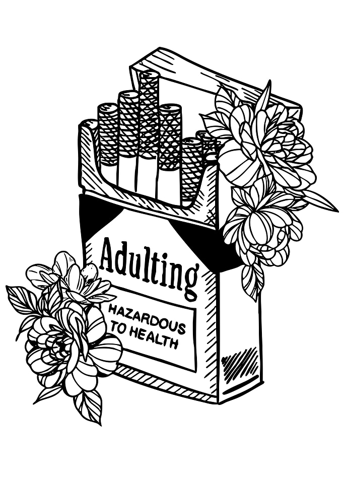 Adulting Hazardous to Health Cigarette Pack
