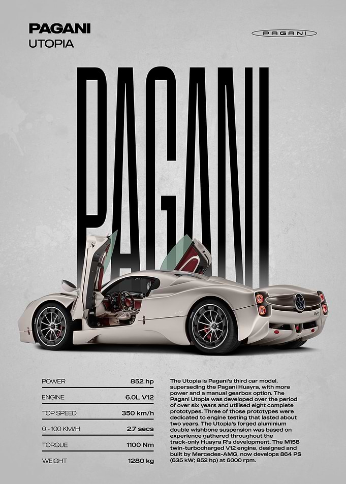 Pagani Utopia Car Poster