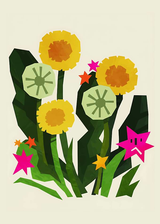 Whimsical Dandelions and Stars