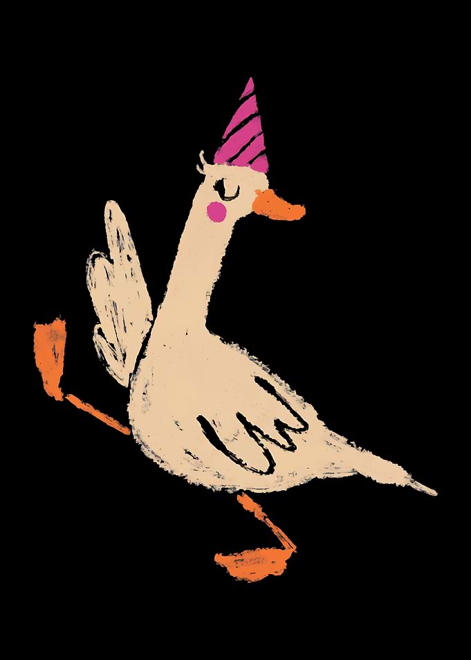 Dancing Goose Wearing a Party Hat
