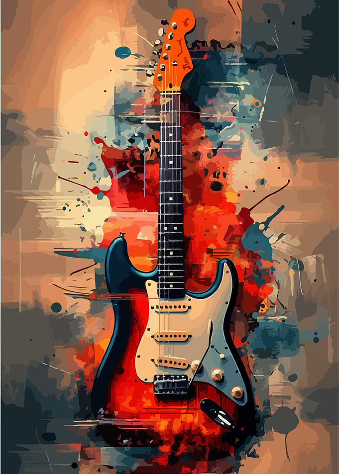 Abstract Electric Guitar Painting