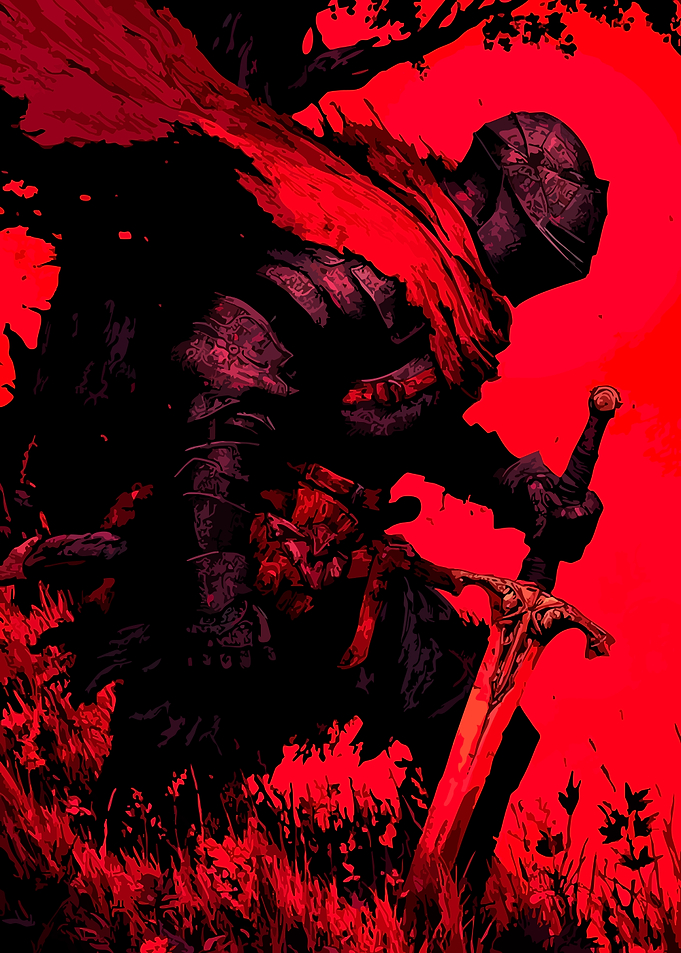 Dark Knight with Red Sword