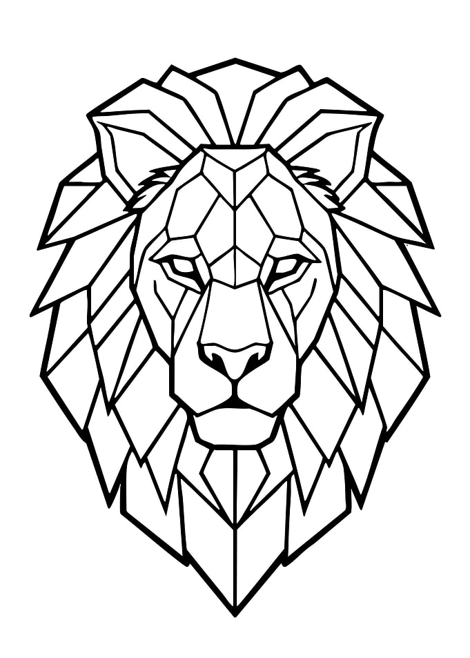 Geometric Lion Head Outline