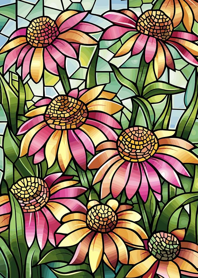 Stained Glass Echinacea Flowers