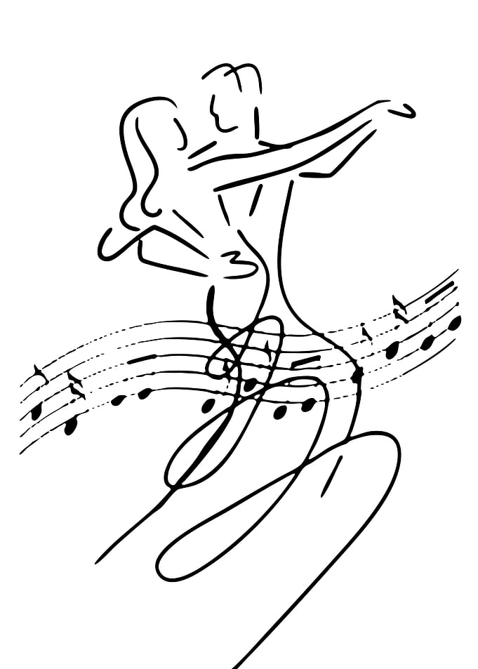 Dancing Couple with Musical Notes