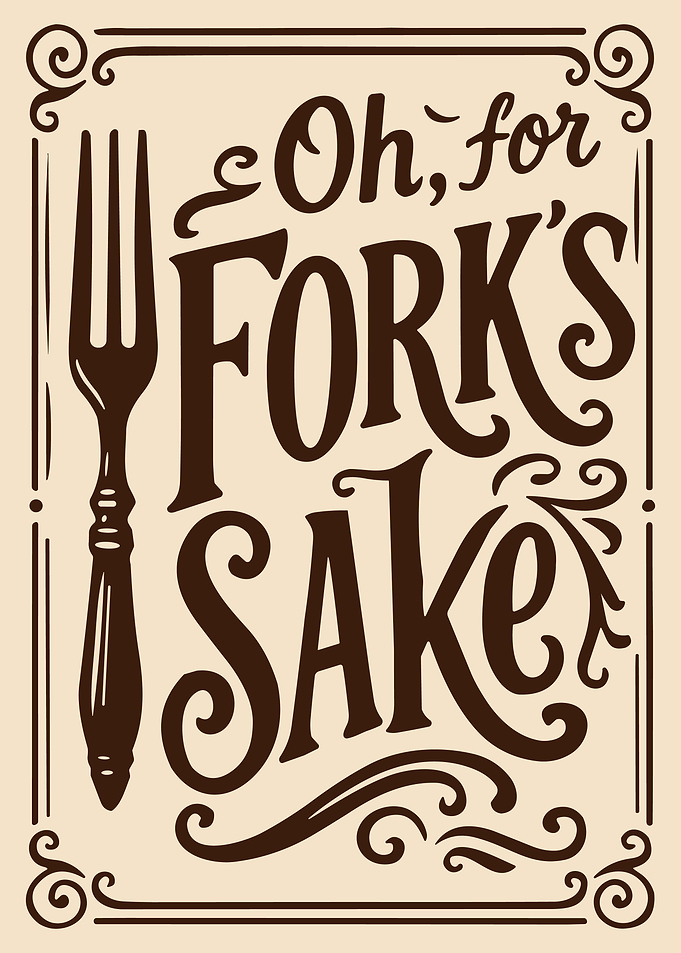 Oh For Forks Sake Poster, Funny Kitchen Wall Art, Vintage Typography Print