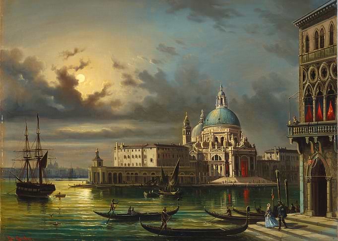 Venice Canal Scene at Sunset