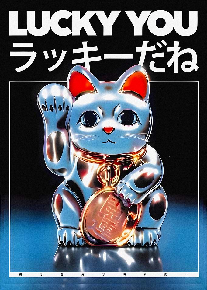Lucky Cat with Text