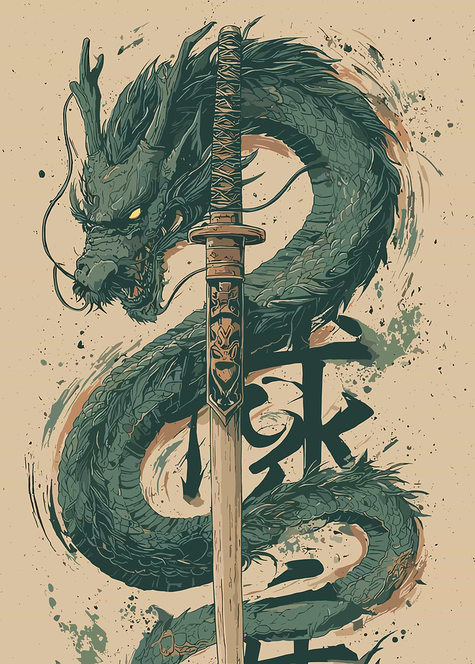 Dragon and Katana