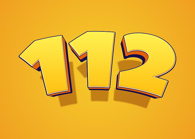 Yellow 3D Numbers 112