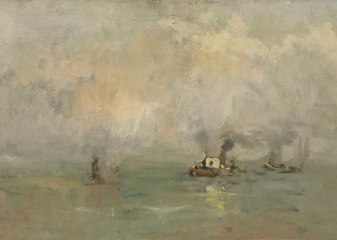 Tugboats in a Misty Harbor