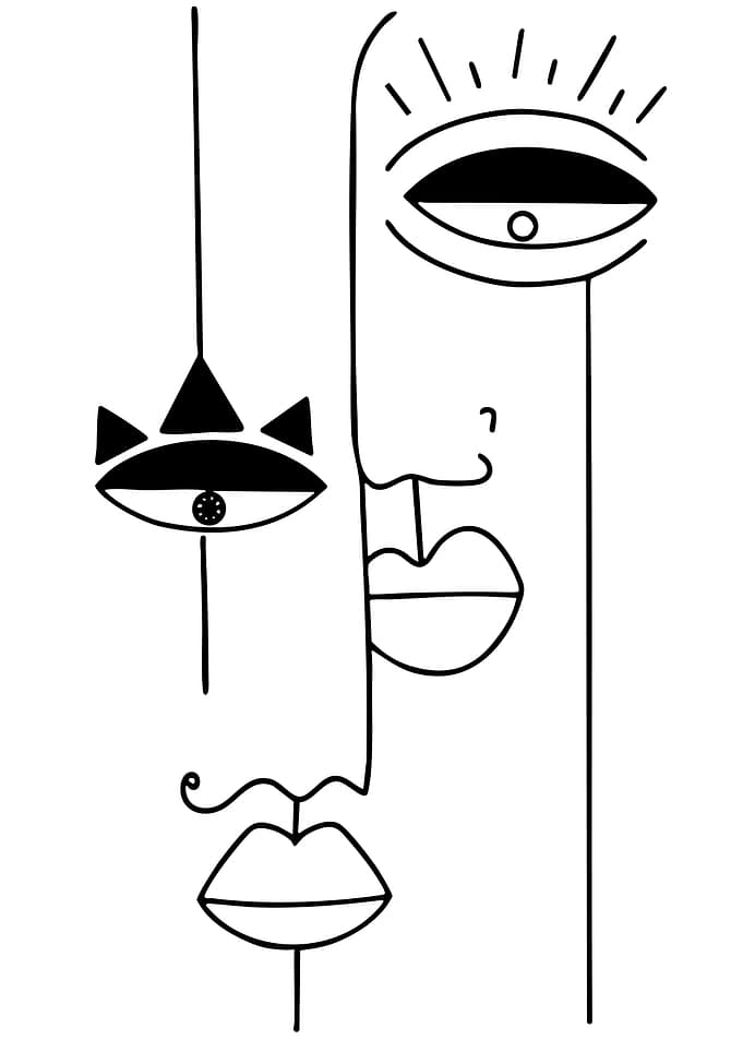 Abstract Face Line Art