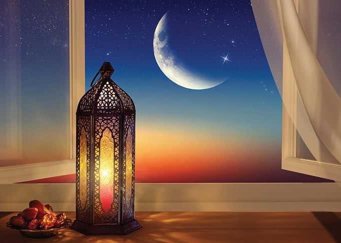 Ramadan Lantern and Dates by the Window