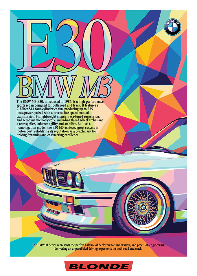 BMW E30 M3 Pop Art Poster