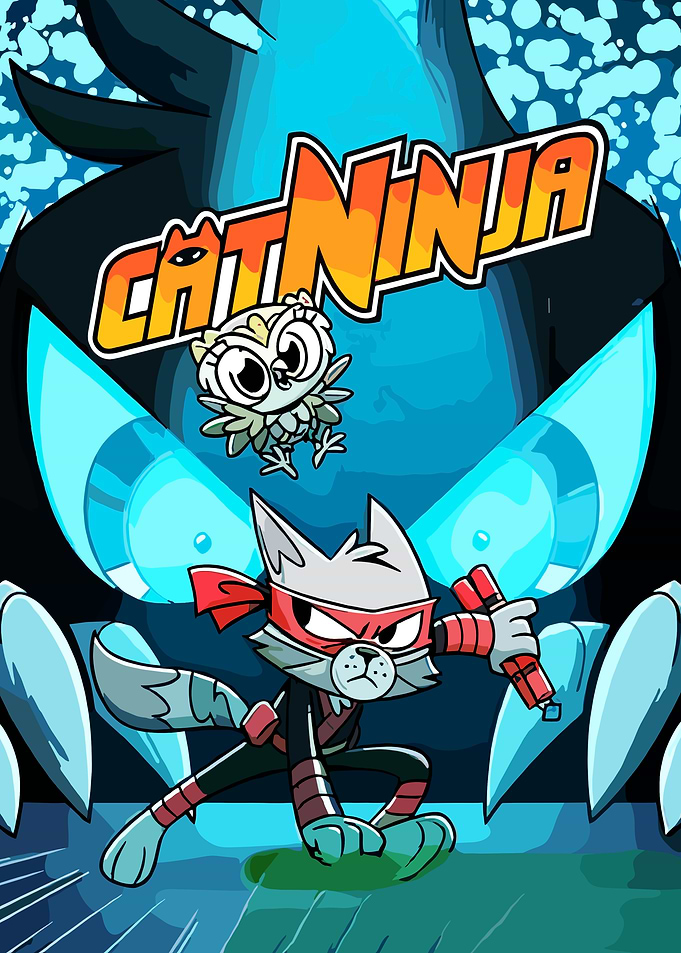 Cat Ninja and Owl with Giant Robot