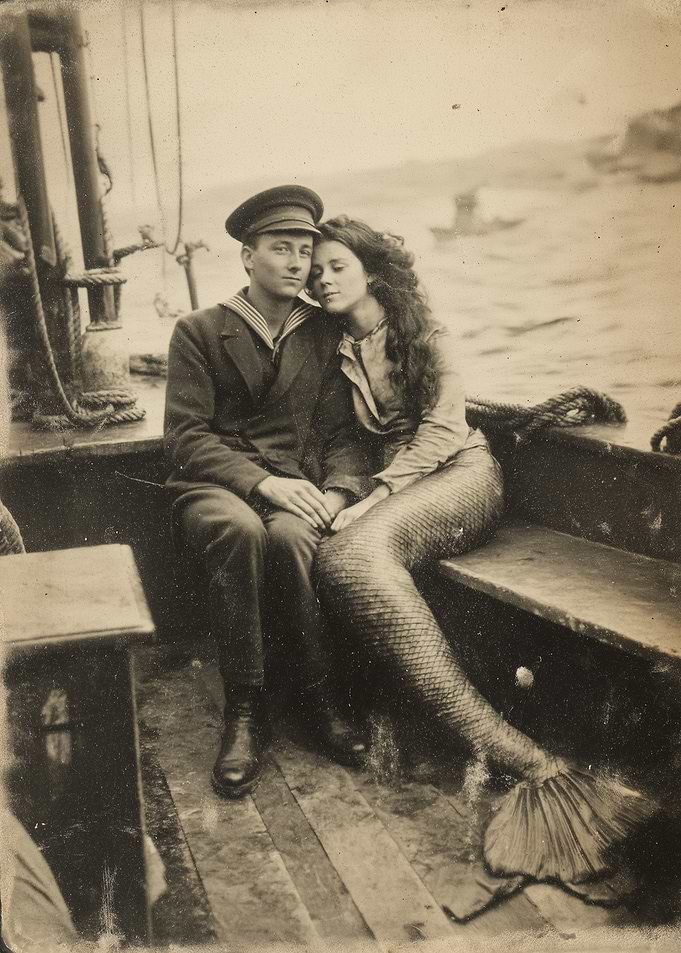 Sailor and Mermaid on a Boat