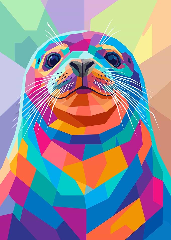 Colorful Geometric Seal Portrait