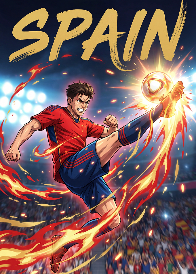 Spain Soccer Player Kicking Ball