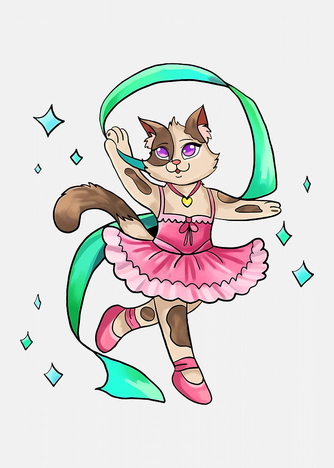 Ballet Cat with Ribbon