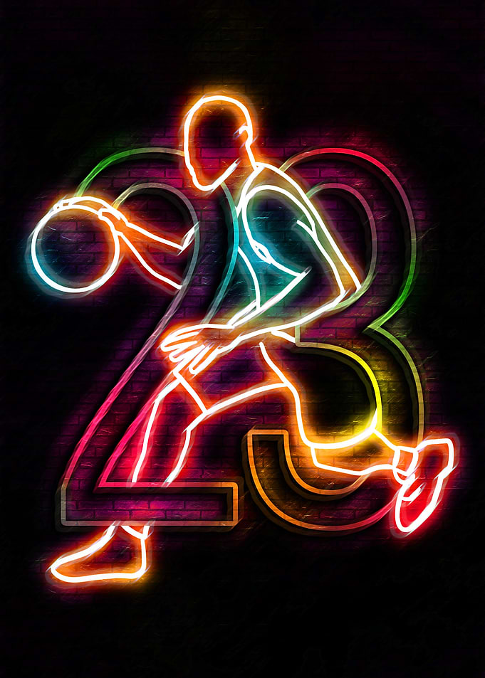 Neon Basketball Player with Number 23