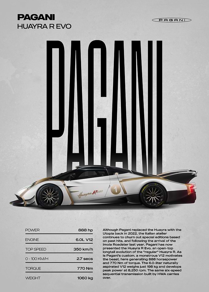 Pagani Huayra R Evo Car Poster