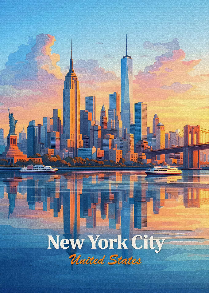 New York City Skyline at Sunset