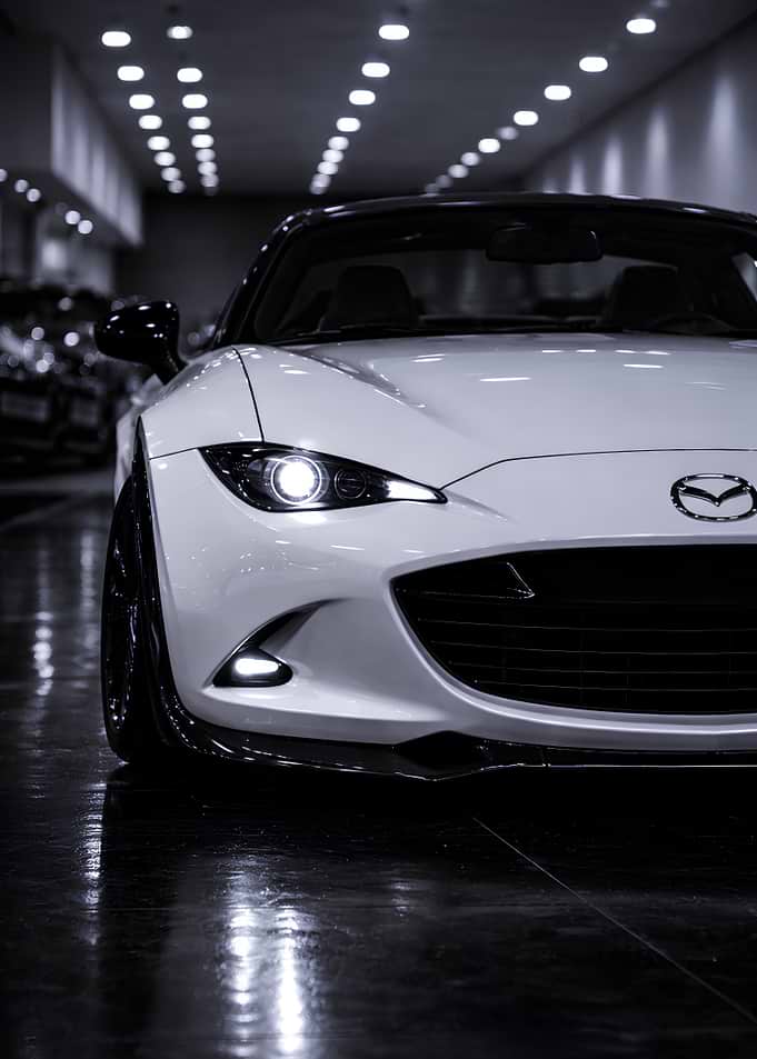 White Mazda MX-5 Miata Front View
