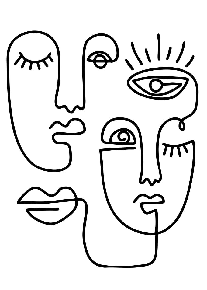 Abstract Line Art Faces