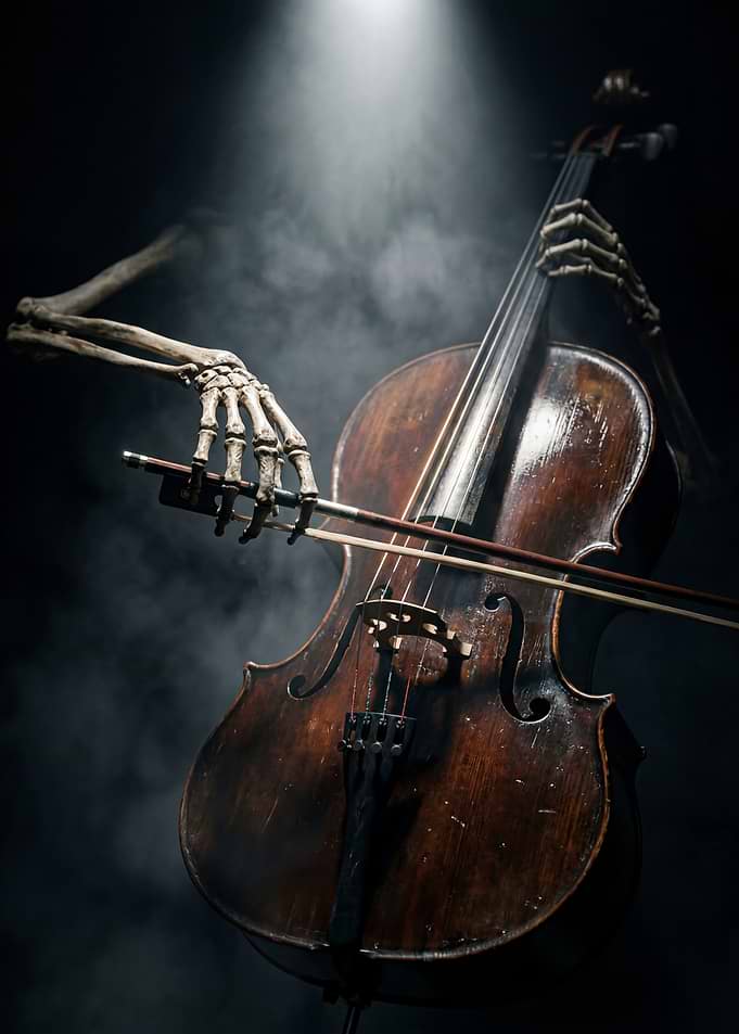 Skeleton playing the cello