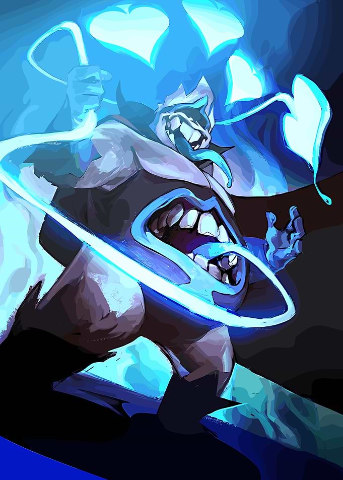 Blue Character with Heart Symbols