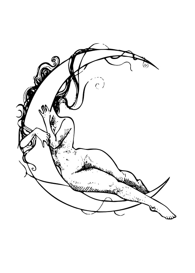 Woman on Crescent Moon