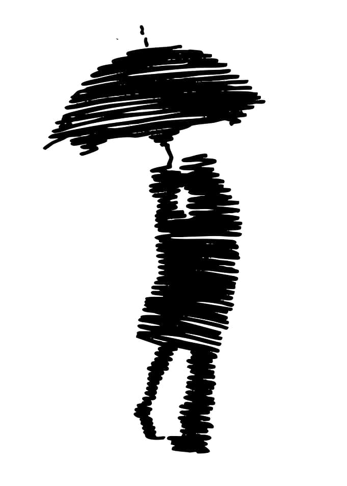 Person with Umbrella Sketch