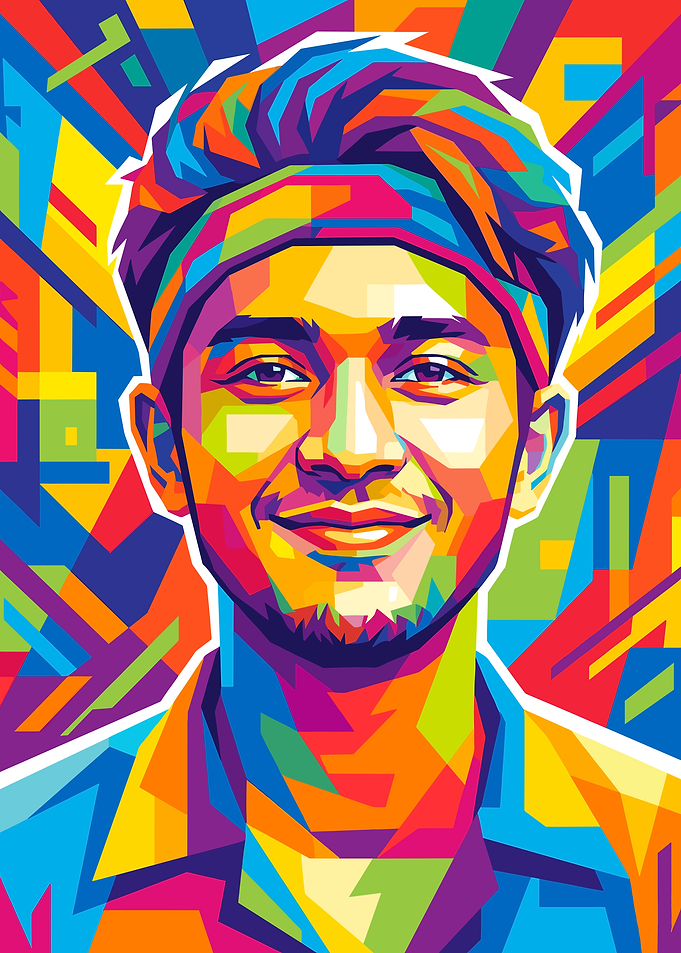 Colorful WPAP Portrait of a Smiling Man